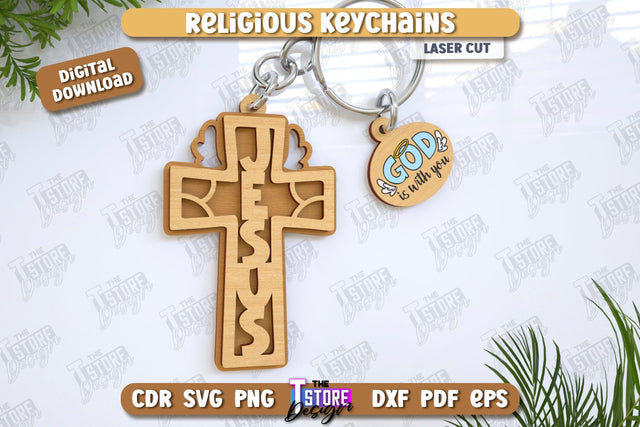 Christian Keychain Laser Cut | Religious Symbol | 3D Keyring | CNC File SVG The T Store Design 