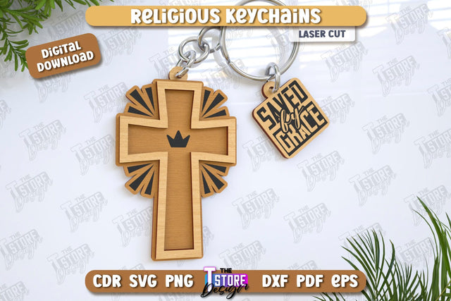 Christian Keychain Laser Cut | Religious Symbol | 3D Keyring | CNC File SVG The T Store Design 