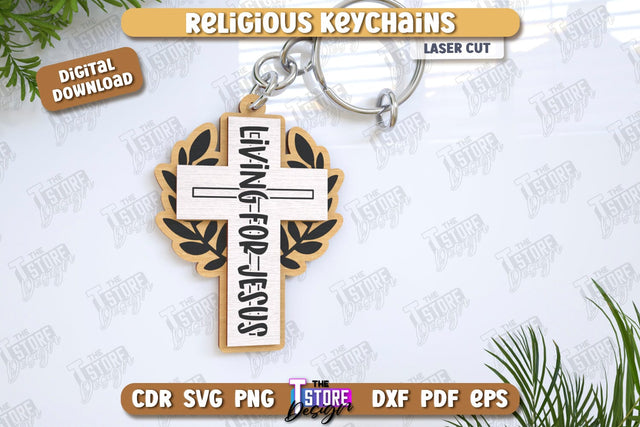 Christian Keychain Laser Cut | Religious Symbol | 3D Keyring | CNC File SVG The T Store Design 