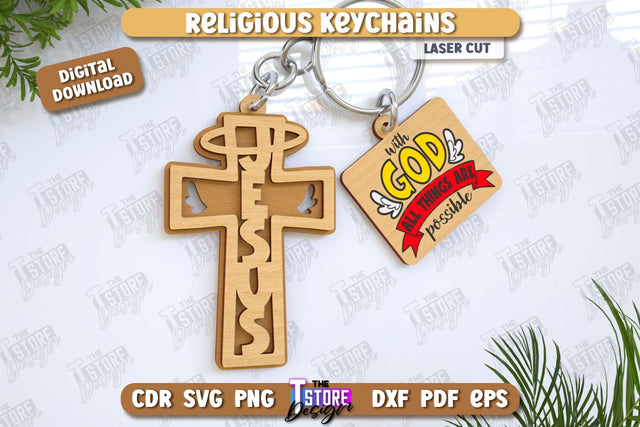 Christian Keychain Laser Cut | Religious Symbol | 3D Keyring | CNC File SVG The T Store Design 