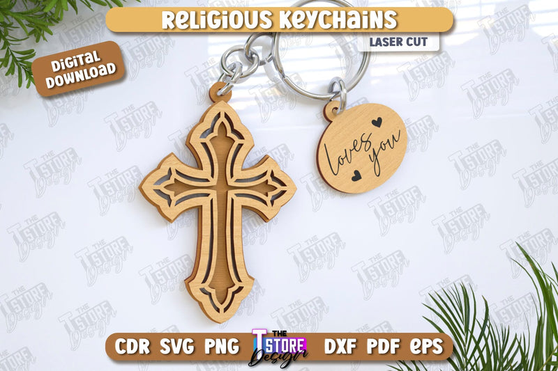 Christian Keychain Laser Cut | Religious Symbol | 3D Keyring | CNC File SVG The T Store Design 