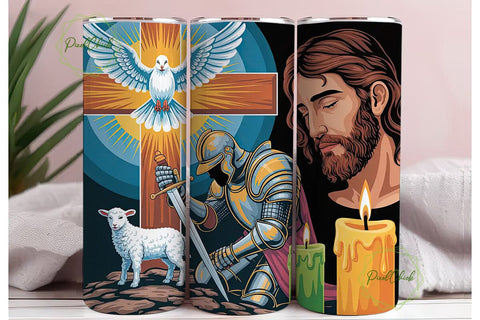 Christian Knight Dove Lamb 20oz Tumbler Sublimation PixelChick 