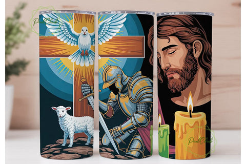 Christian Knight Dove Lamb 20oz Tumbler Sublimation PixelChick 