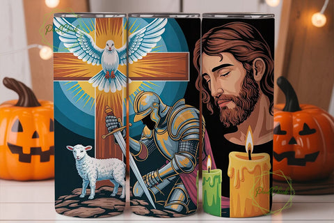 Christian Knight Dove Lamb 20oz Tumbler Sublimation PixelChick 