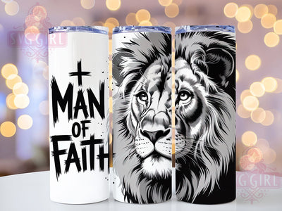 Christian Lion of Faith Tumbler, Christian Lion Tumbler, Spiritual Lion Wrap, Man of Faith Wrap, Whimsical Lion Wrap, Sublimation Design, Trendy Gift Idea Sublimation SvggirlplusArt 