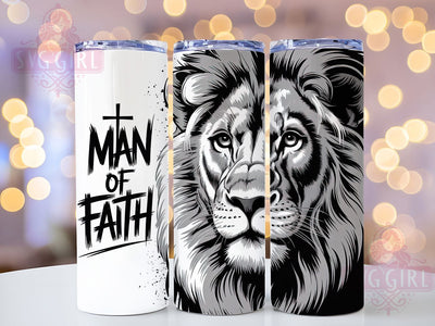 Christian Lion of Faith Tumbler, Christian Lion Tumbler, Spiritual Lion Wrap, Man of Faith Wrap, Whimsical Lion Wrap, Sublimation Design, Trendy Gift Idea Sublimation SvggirlplusArt 