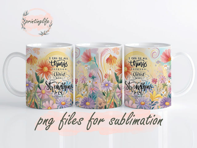 Christian Mug Wrap Design, Instant Digital Design Download Mug Wrap Design, Mug Design PNG Sublimation PrintingLife 