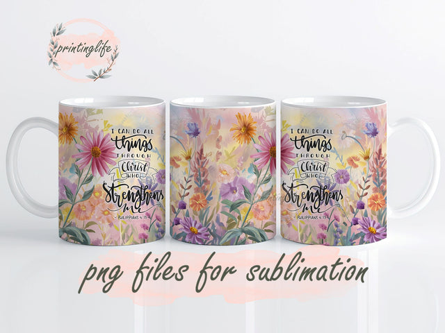 Christian Mug Wrap Design, Instant Digital Design Download Mug Wrap Design, Mug Design PNG Sublimation PrintingLife 