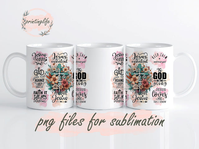 Christian Mug Wrap Design, Instant Digital Design Download Mug Wrap Design, Mug Design PNG Sublimation PrintingLife 
