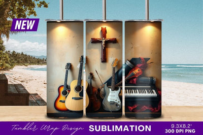Christian Music Instruments Tumbler Png Sublimation Regulrcrative 