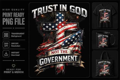 Christian Patriotic PNG American Flag Cross Sublimation Design SVG BillahCrafts 