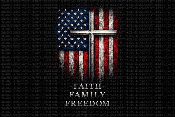 Christian Patriotic PNG | Faith Family Freedom Cross PNG SVG BillahCrafts 