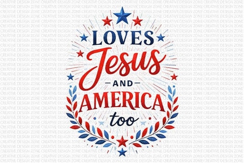 Christian Patriotic PNG Jesus Loves America Sublimation Design SVG BillahCrafts 