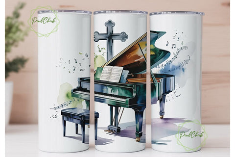 Christian Piano Music 20oz Tumbler Wrap Sublimation PixelChick 