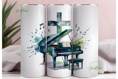 Christian Piano Music 20oz Tumbler Wrap Sublimation PixelChick 