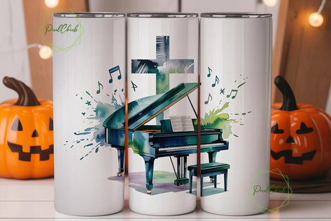 Christian Piano Music 20oz Tumbler Wrap Sublimation PixelChick 