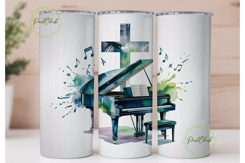 Christian Piano Music 20oz Tumbler Wrap Sublimation PixelChick 