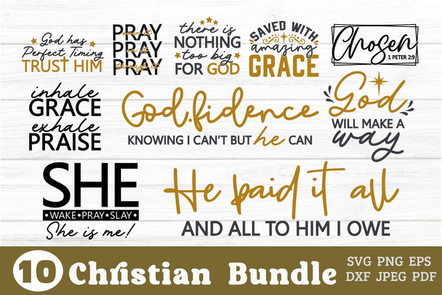 Christian Quote SVG Bundle with 10 Inspirational Sayings SVG Shine Green Art 