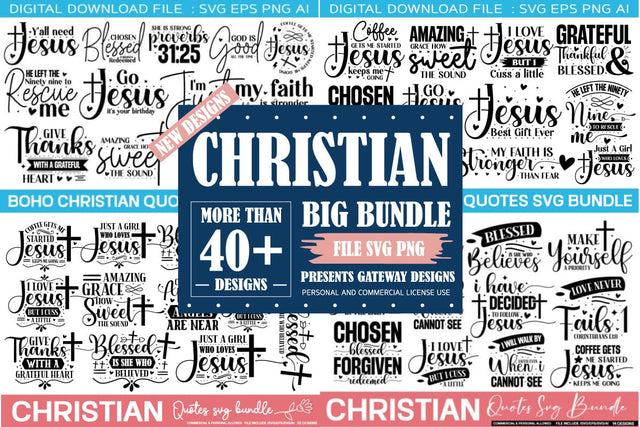 Christian Quotes Svg Bundle / 40 Designs,bible verse svg bundle,Best Seller,SVGs,Quotes and Sayings,Food & Drink,On Sale, Print & Cut SVG designmaster24 