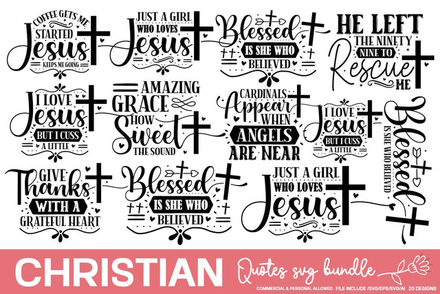 Christian Quotes Svg bundle SVGs,Quotes and Sayings,Food & Drink,On Sale, Print & Cut SVG designmaster24 