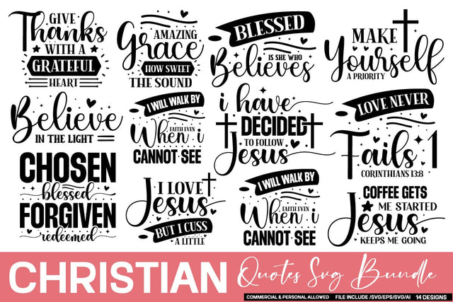 Christian Quotes SVG Bundle,SVGs,Quotes and Sayings,Food & Drink,On Sale, Print & Cut SVG designmaster24 