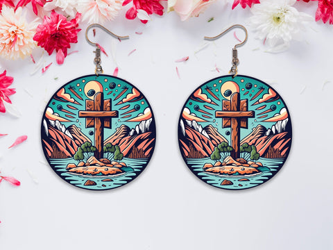 Christian Round Earring Sublimation Sublimation Creativeart88 