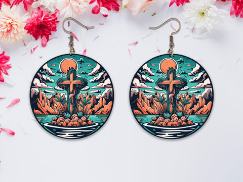 Christian Round Earring Sublimation Sublimation Creativeart88 