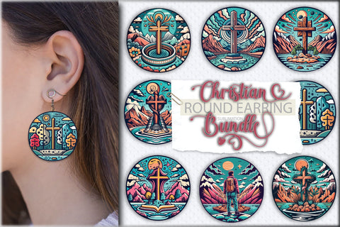 Christian Round Earring Sublimation Sublimation Creativeart88 