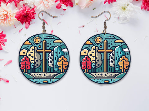 Christian Round Earring Sublimation Sublimation Creativeart88 