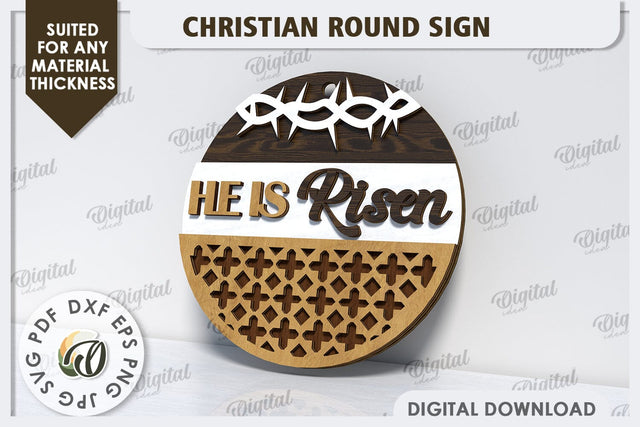 Christian Round Sign Laser Cut. Easter Round Sign SVG SVG Evgenyia Guschina 