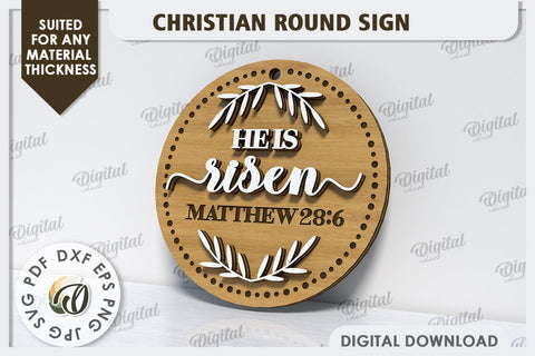 Christian Round Sign Laser Cut. Easter Round Sign SVG SVG Evgenyia Guschina 