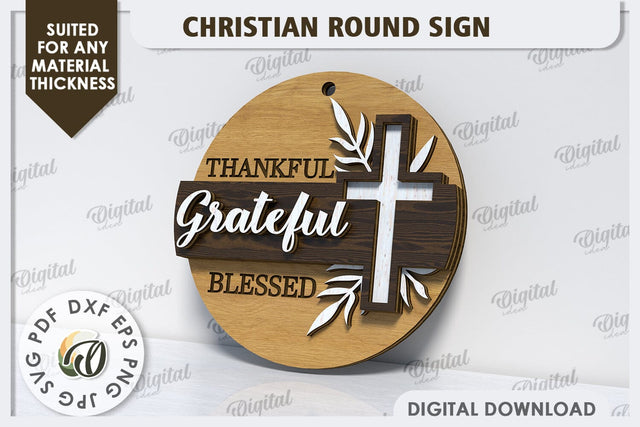 Christian Round Sign Laser Cut. Easter Round Sign SVG SVG Evgenyia Guschina 