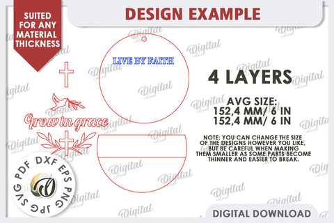 Christian Round Sign Laser Cut. Easter Round Sign SVG SVG Evgenyia Guschina 