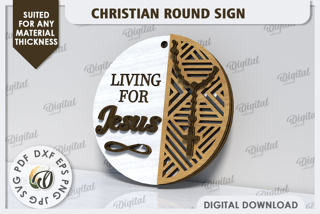 Christian Round Sign Laser Cut. Easter Round Sign SVG - So Fontsy