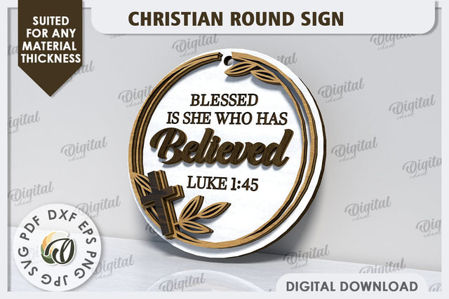 Christian Round Sign Laser Cut. Easter Round Sign SVG SVG Evgenyia Guschina 