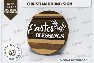 Christian Round Sign Laser Cut. Easter Round Sign SVG SVG Evgenyia Guschina 