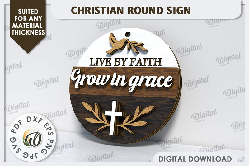 Christian Round Sign Laser Cut. Easter Round Sign SVG - So Fontsy
