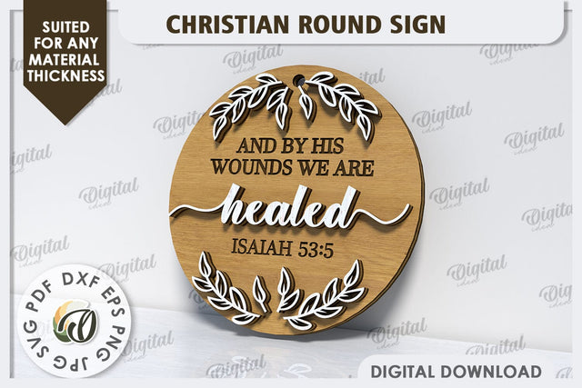 Christian Round Sign Laser Cut. Easter Round Sign SVG SVG Evgenyia Guschina 