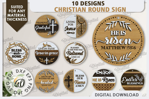 Christian Round Signs Laser Cut Bundle. Easter Round Signs SVG SVG Evgenyia Guschina 