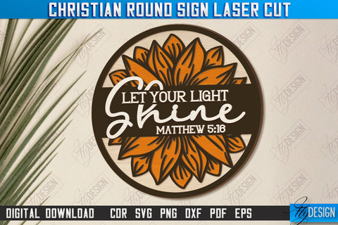 Christian Round Signs Laser Cut Bundle | Religious Symbol | Signs Inscription | Round Wall Signs | CNC Files SVG Fly Design 