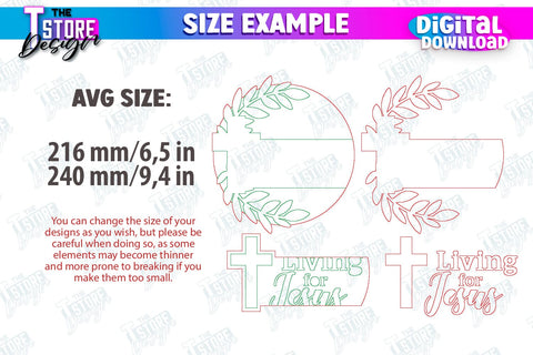 Christian Round Signs Laser Cut Bundle | Religious Symbol | Signs Inscription | Round Wall Signs | CNC Files SVG The T Store Design 