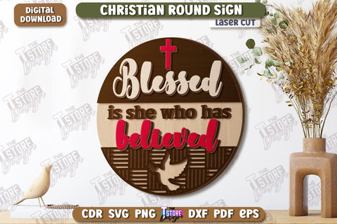 Christian Round Signs Laser Cut Bundle | Religious Symbol | Signs Inscription | Round Wall Signs | CNC Files SVG The T Store Design 
