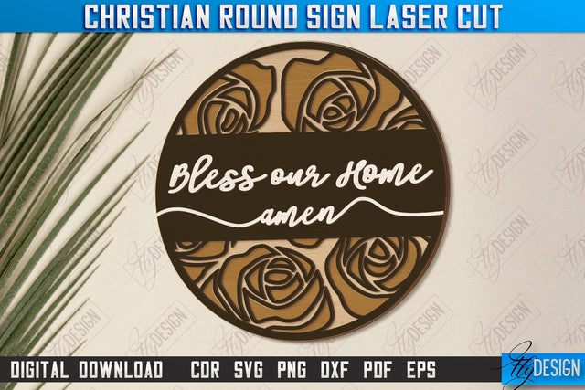 Christian Round Signs Laser Cut | Religious Symbol | Signs Inscription | Round Wall Signs | CNC File SVG Fly Design 