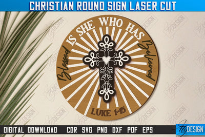 Christian Round Signs Laser Cut | Religious Symbol | Signs Inscription | Round Wall Signs | CNC File SVG Fly Design 