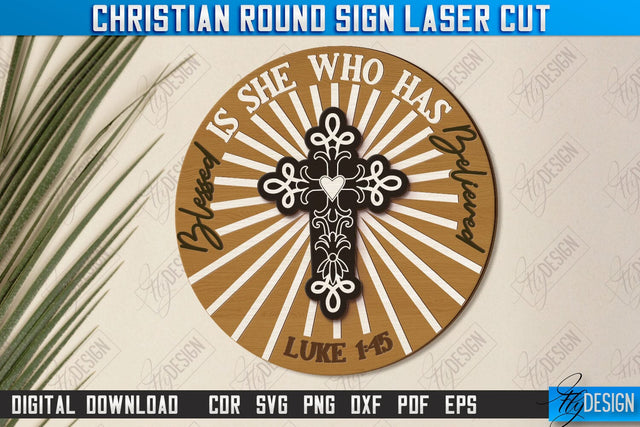 Christian Round Signs Laser Cut | Religious Symbol | Signs Inscription | Round Wall Signs | CNC File SVG Fly Design 