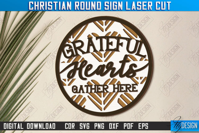 Christian Round Signs Laser Cut | Religious Symbol | Signs Inscription | Round Wall Signs | CNC File SVG Fly Design 
