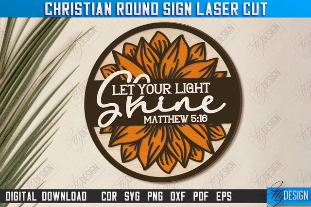 Christian Round Signs Laser Cut | Religious Symbol | Signs Inscription | Round Wall Signs | CNC File SVG Fly Design 