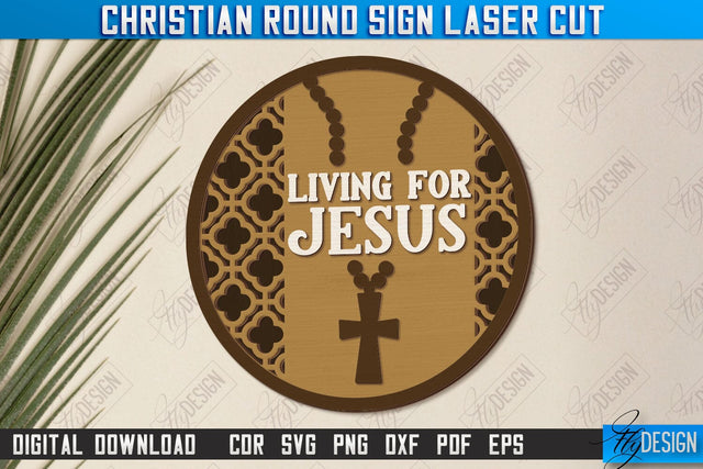 Christian Round Signs Laser Cut | Religious Symbol | Signs Inscription | Round Wall Signs | CNC File SVG Fly Design 