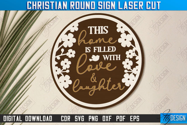 Christian Round Signs Laser Cut | Religious Symbol | Signs Inscription | Round Wall Signs | CNC File SVG Fly Design 