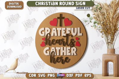Christian Round Signs Laser Cut | Religious Symbol | Signs Inscription | Round Wall Signs | CNC File SVG The T Store Design 